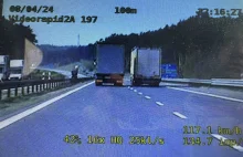 Wyprzedzał ciężarówką inny pojazd ciężarowy na autostradzie A2