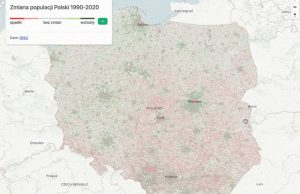 Interaktywna mapa zmiany populacji Polski 1990-2020