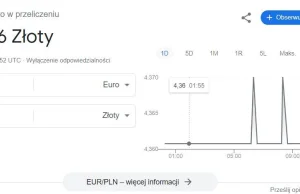 Dziś znów niewiadome piki w kursie Euro w/g googla