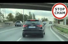 Kierowca Audi uczulony na Tesle na buspasie