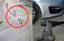 Pędzili na przerobionych hulajnogach przez rondo. Takiego finału nie przewidziel