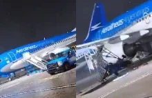 Argentyna. Groźny incydent na lotnisku. Silny wiatr przesunął samolot.