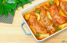 Biała kiełbasa pieczona w cydrze