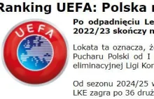 Ranking UEFA: Polska na 24 miejscu.