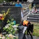 Jacek Jaworek poszedł na grób rodziny. Na cmentarzu służby i pies tropiący