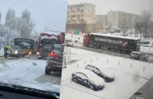 Drogowy paraliż i bohater z łopatą. Kierowca ciężarówki zawstydził drogowców