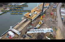 Montaż nowego elementu mostu obrotowego w Nowakowie.