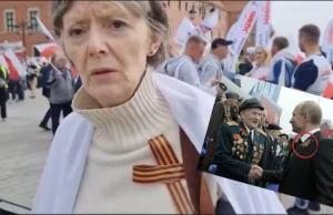 Protest rolników: Kobieta z rosyjskim symbolem i polską flagą wychwala Putina. "