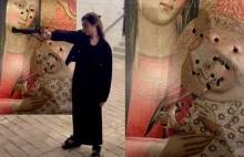 Sanija Ameti polityk ze Szwajcarii strzela do obrazu Maryi i Jezusa