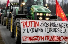 Skandaliczny baner na proteście rolników. "Putin zrób porządek z Ukrainą"