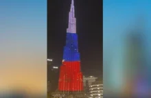 Burdż Chalifa - najwyższy budynek świata - w barwach flagi Rosji
