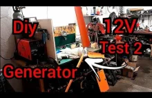 Test elektrowni wiatrowej. Generator z koła od hulajnogi.