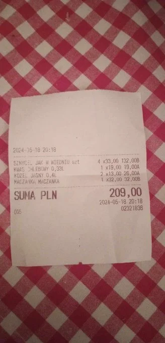 Gastronomia po polsku, czyli gotówka i rachunek kelnerski zamiast paragonu