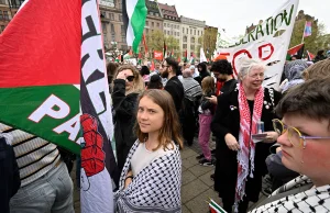 Greta Thunberg na antyizraelskiej manifestacji w Malmö.