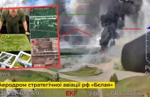 Masakra bombowców Rosji. Dron wybrał cel z drabinką [WIDEO]