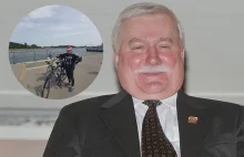 Wałęsa na rowerze. Ludzie ze zdziwieniem patrzą na stopy