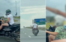 Ruchliwa droga, duża prędkość i małe dziecko za kierownicą skutera