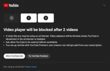 Youtube walczy z adblockami.