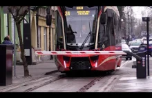 Szlaban na tramwaj w Sosnowcu.