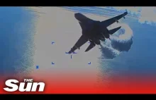 USA pokazuje jak rosyjski myśliwiec zderza się z dronem na Morzu Czarnym!