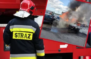Auta płonęły jak pochodnie. Duży pożar przy lotnisku w Gdańsku - WP Wiadomości
