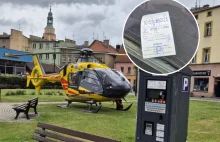 Śmigłowiec LPR wylądował w strefie płatnego parkowania. Pilot pobrał bilet
