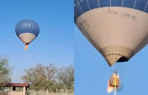 Pożar balonu, podczas lotu w Teotihuacán w Meksyku