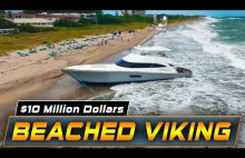 [Video] Profesjonaliści próbują odholować jacht motorowy z plaży