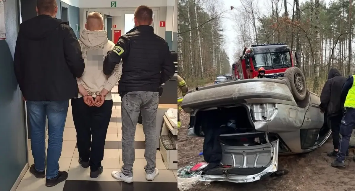 Sceny jak z gangsterskiego filmu! Ucieczka przed policją, dachowanie, a w bagażn