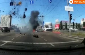 Wojna na Ukrainie. Atak rakietowy na Kijów. Nagranie z kamerki samochodowej