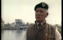 D-day Piper Bill Millin interview in 1984 beside Pegasus Bridge.