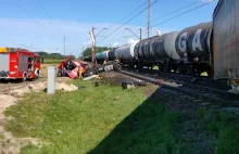 Zderzenie pociągu towarowego z samochodem ciężarowym