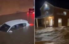 Sztorm Claudia zalewa Wyspy. Ulice jak rzeki, samochody toną [WIDEO]