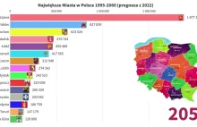 Największe miasta w Polsce 1995-2060 (Prognoza z 2022)
