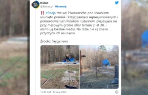 Rosja usunęła pomnik polskich ofiar.