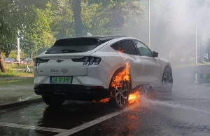 Pożar elektryka w Gdańsku. Auto zapaliło się na stacji benzynowej