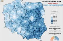 Seria map przedstawiająca głosy na wszystkie komitety w wyborach do Sejmu