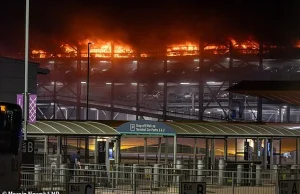 Pożar parkingu na lotnisku w Luton