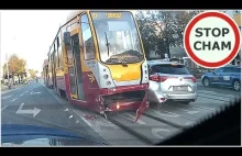 Kolizja z tramwajem - nieudane zawracanie w Łodzi