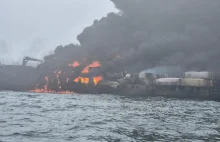 Zderzenie statków na Morzu Północnym. Tankowiec w ogniu
