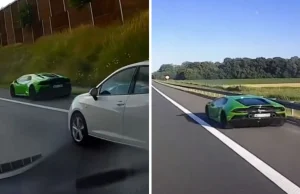 Trzecie nagranie z szarżującym zielonym lamborghini - Policja...