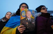 Protesty na Ukrainie "Załużny – nasz prezydent" oraz "Precz z Zełenskim"