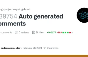 AI wygenerowało komentarze dla całego kodu źródłowego Spring Boot.