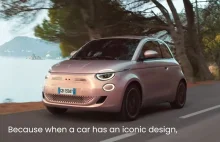 Fiat 500e z dziurami w zderzaku i bez logo w reklamie. Do tego mocna narracja