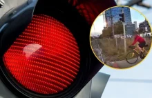 "Rowerzysta wjechał pod tramwaj na czerwonym. Wideo ku przestrodze"