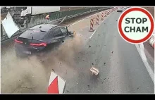 Wypadek BMW na S8 - pijany wjechał z zapory