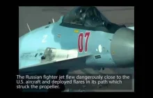 Rosyjski myśliwiec uszkodził drona USA ,nagranie