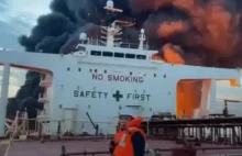 Wideo z rosyjskiego tankowca z floty cieni, trafionego przez ukraińskiego drona