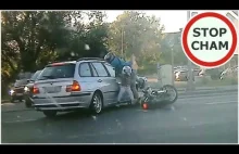 Kolizja BMW z motocyklistą