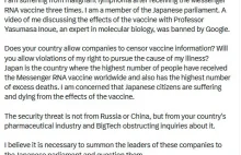 Japoński parlamentarzysta oskarża mRNA o wywołanie raka